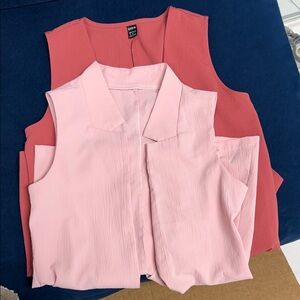 SHEIN Coral and Light Pink Sleeveless Vests